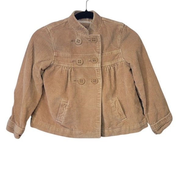 Gap Kids Other - Gap Kids Tan Corduroy Double Breasted Jacket Sz S 6-7 Butterfly Leaf Lined A710